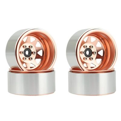 4PCS Deep Dish Wagon 1.9 Metal Beadlock Wheel Hub Rim for 1/10 RC Crawler Axial SCX10 90046 Traxxas TRX4 RC4WD D90 (Color : Copper)