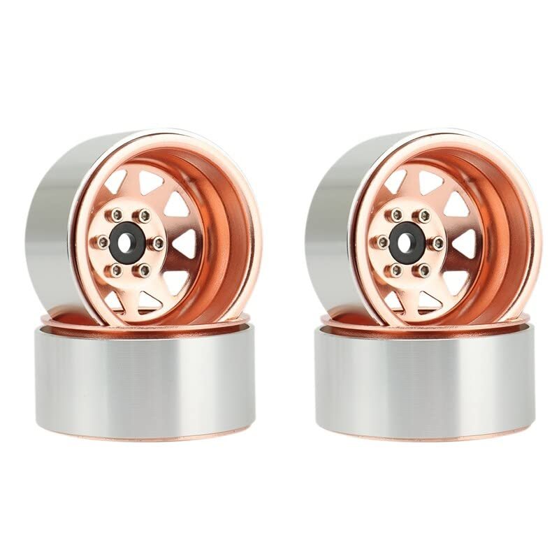 4PCS Deep Dish Wagon 1.9 Metal Beadlock Wheel Hub Rim for 1/10 RC Crawler Axial SCX10 90046 Traxxas TRX4 RC4WD D90 (Color : Copper)