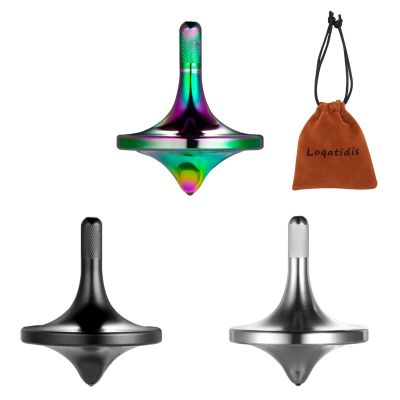 LOQATIDIS Stainless Steel Spinning Top, Premium Exquisite Well Made Metal Desk EDC Toys, Spin Long Time Perfect Balance, Help Relieve Stress, Anxiety (Small 3PCS / Silver + Black + Colorful)