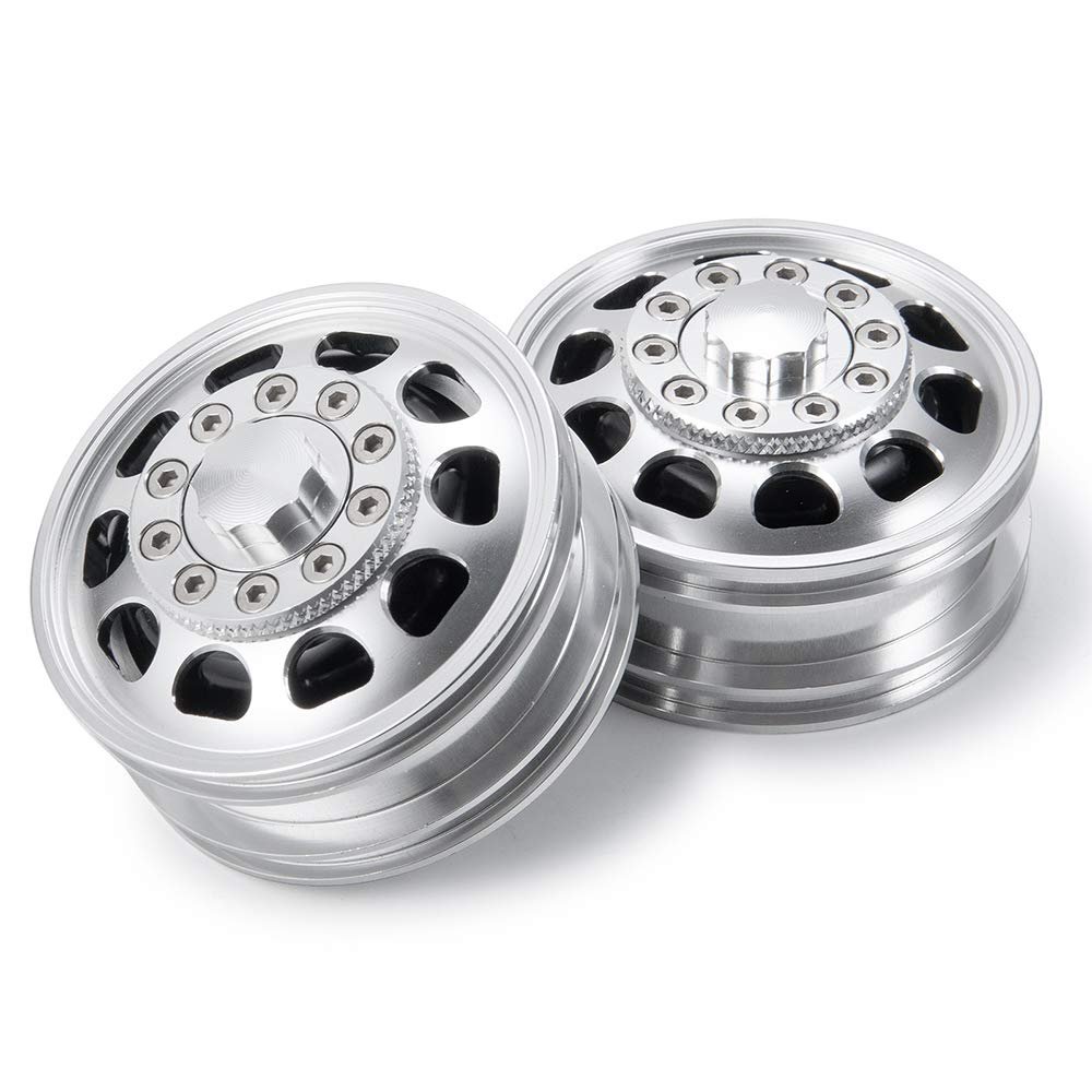 BAIJAC 1/2PCS CNC Metal Alloy Front Wheel Hub Rim for 1/14 Tamiya RC Car Tow Drag Trailer Truck R620 ( Color : 2pcs 8481 )