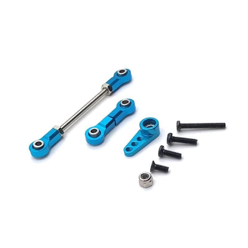 Metal Servo Arm Rod Steering Link Rod for Wltoys K969 K979 K989 284131 Mini-Q Mini-Z Mini-D 1/28 RC Car Upgrade Parts ( Color : Blue )