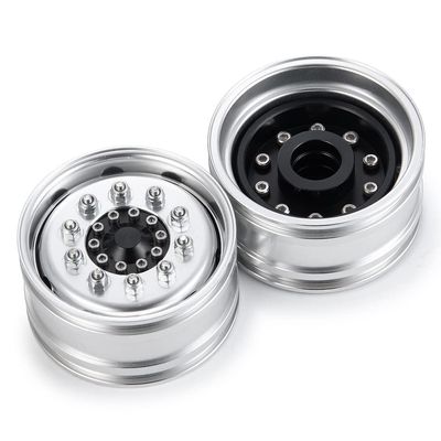 BAIJAC 1/2PCS CNC Metal Alloy Front Wheel Hub Rim for 1/14 Tamiya RC Car Tow Drag Trailer Truck R620 ( Color : 2pcs 8523 )