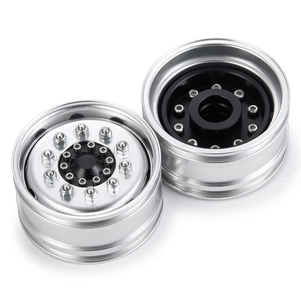 BAIJAC 1/2PCS CNC Metal Alloy Front Wheel Hub Rim for 1/14 Tamiya RC Car Tow Drag Trailer Truck R620 ( Color : 2pcs 8523 )