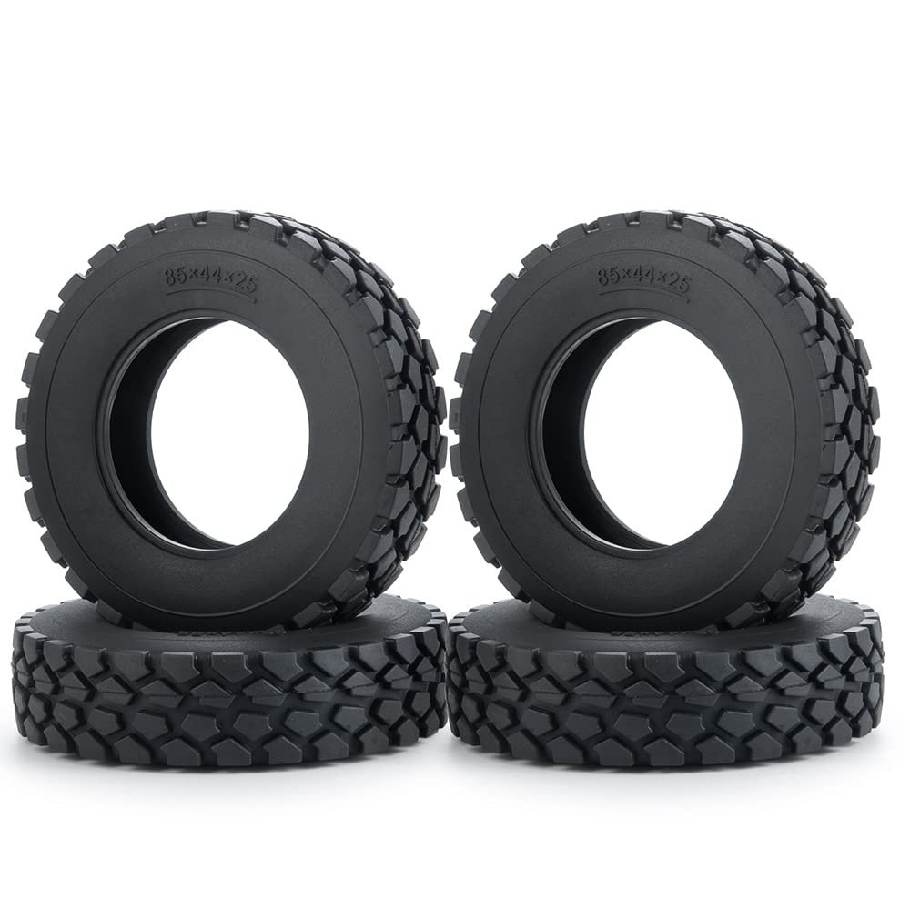 BAIJAC 22mm/25mm Width Black Rubber Tyres Wheel Tires for Tamiya 1/14 RC Trailer Tractor Truck Front Rear Wheel Rims 5# ( Color : 25mm 4Pcs )