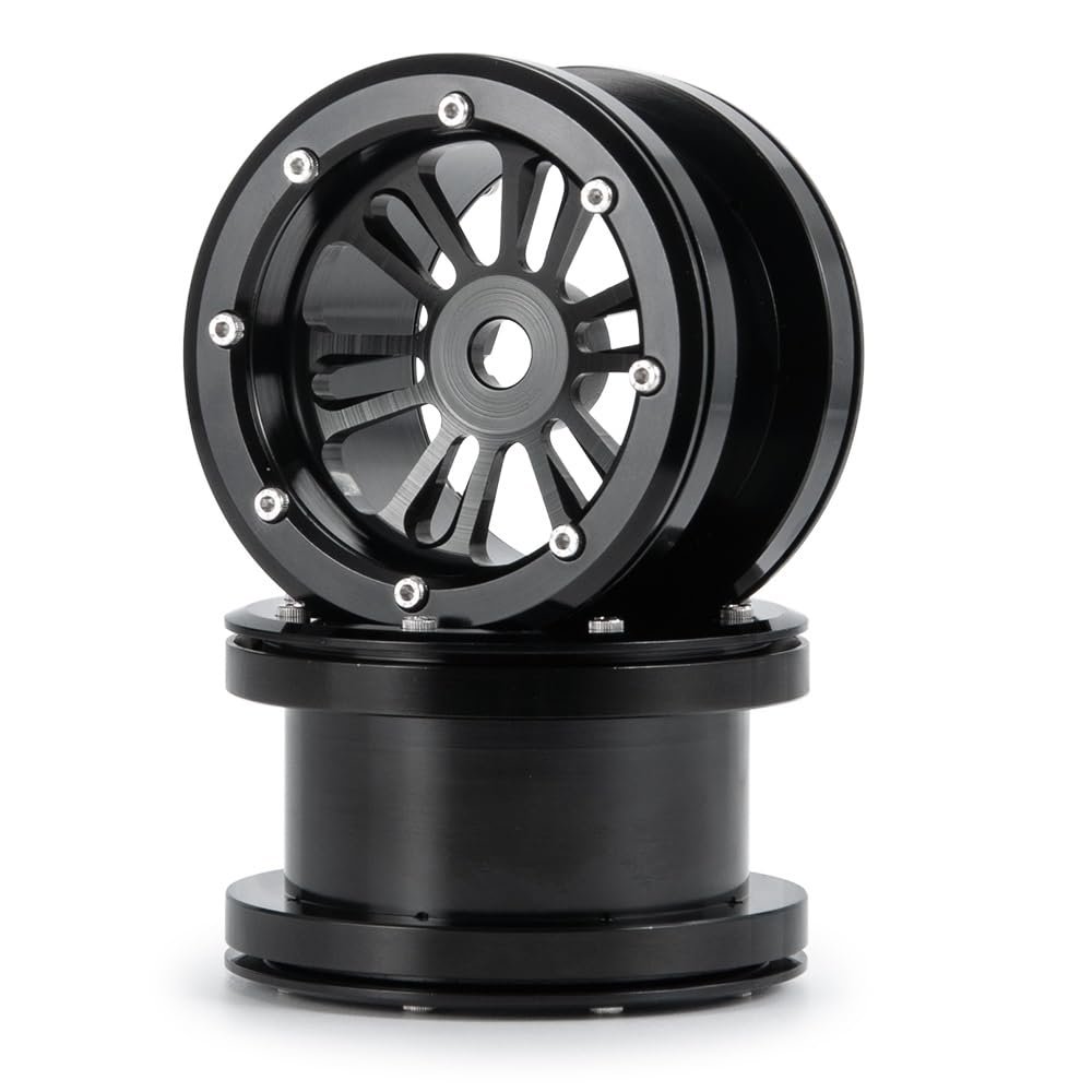 2.2inch Aluminum Alloy Beadlock 40mm Wheel Rim Hub for Axial Wraith 90018 SCX10 II 90046 TRAXXAS TRX-4 1/10 RC Car Parts ( Color : Black 2pcs )