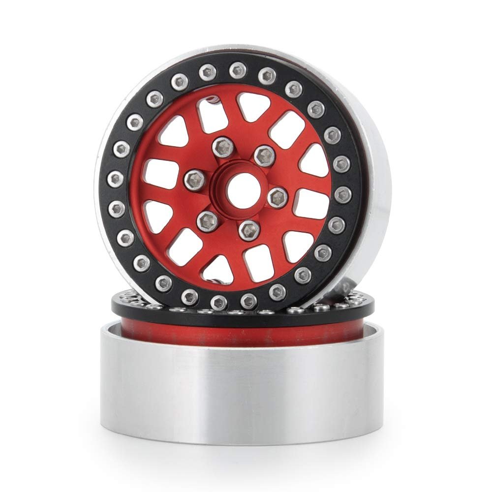 1/2/4PCS 1.9 Inch Metal Alloy Beadlock Wheel Rims for Axial SCX10 90046 90047 CC01 TRX4 1/10 RC Crawler Car Parts (Color : Red 2PCS)