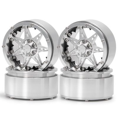 1/2/4pcs Metal Wheel 2.2 Beadlock Wheels Rims for 1/10 RC Crawler Axial SCX10 TRX4 (Color : Sliver 4pcs)