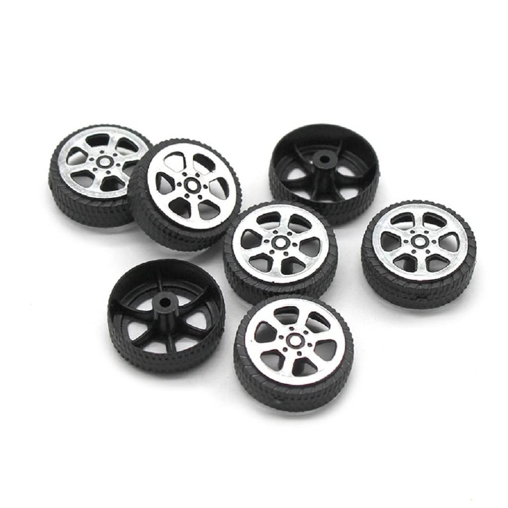 20 Pcs Toys Wheels 1.9x6.7x20mm Plastic Tire for 2mm Shaft DIY Model Toy RC Car
