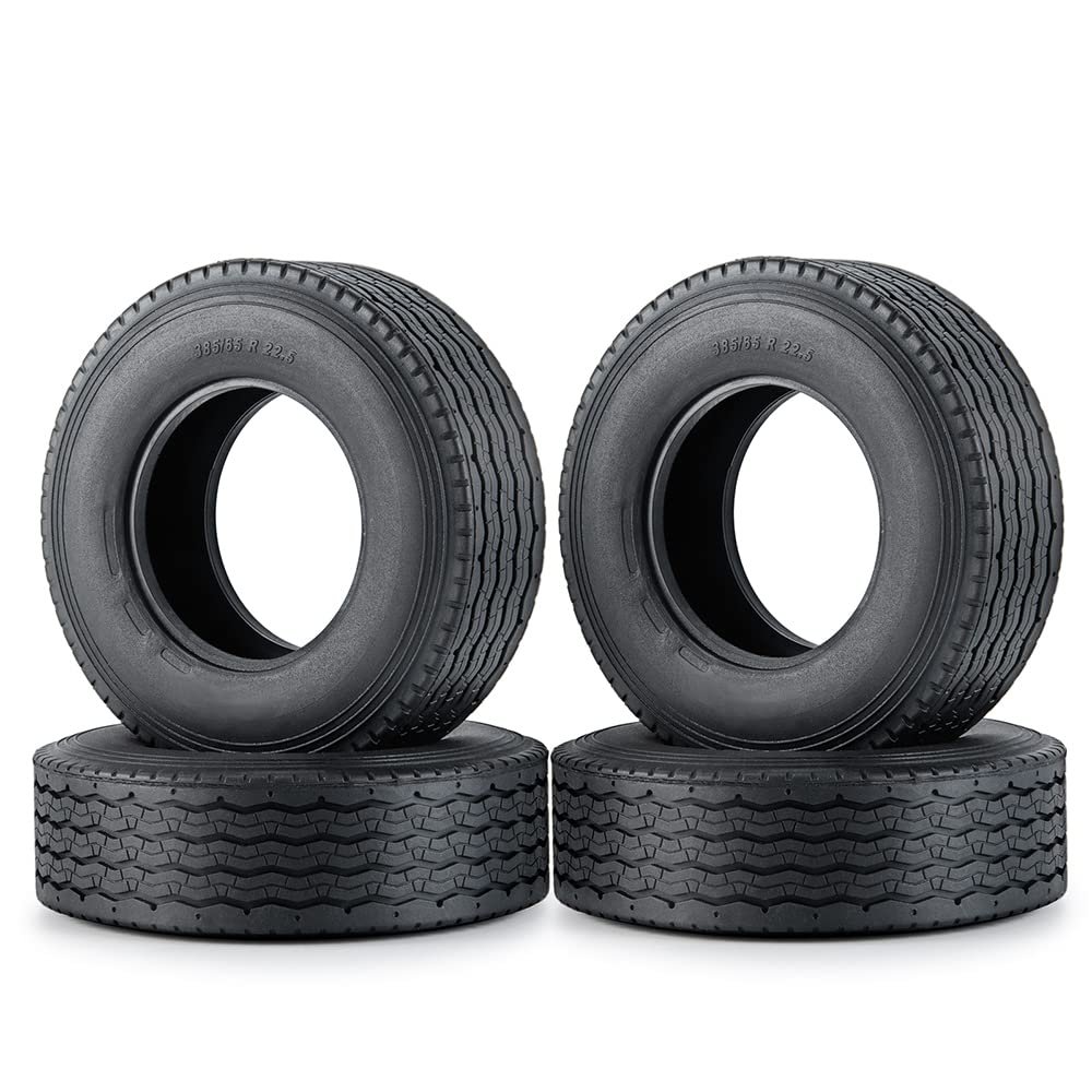 BAIJAC 22/25/28/30mm Rubber Tyres Wheel Tires for Tamiya 1/14 RC Trailer Tractor Truck Front & Rear Wheel Rims Accessories Part ( Color : 4Pcs Style 1 )