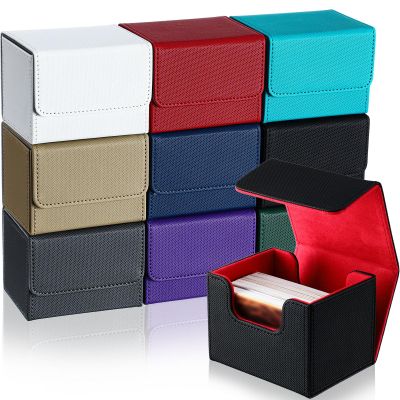 Vicenpal 10 Pieces Leather Deck Game Card Box Magnetic Card Game Case for 100 Plus Gaming Storage Containers Compatible with MTG Deck Boxes,10 Colors