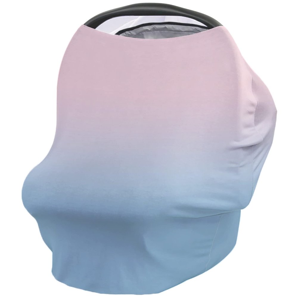 Ombre Pink Blue Nursing Cover for Breastfeeding, Baby Infant Car Seat Shopping Cart Cover, Abstract Gradient Art Carseat Canopy Stroller Cart Cover for Babies Girls/Boys