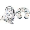 Baby Car Seat Cover and Nursing Pillow Cover, Peekaboo Opening Minky Carseat Canopy, Neutral Breastfeeding Pillow Slipcover for Baby Boys & Girls view 1