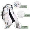 Baby Car Seat Cover and Nursing Pillow Cover, Peekaboo Opening Minky Carseat Canopy, Neutral Breastfeeding Pillow Slipcover for Baby Boys & Girls view 2