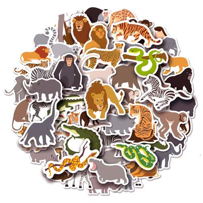 100 Pack Jungle Safari Zoo Animal Stickers, Jungle Party Favors, Party Decorations