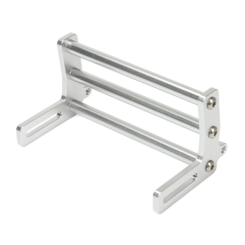 RC Front Bumper, Aluminum Alloy Front Bumper, RC Car Metal Front Bumper for 1/10 RC Car Crawler Chassis Gspeed LCG TRX4 SCX10 Dodge Power Wagon Cliffhanger Body Shell Accessory Parts (Silver)