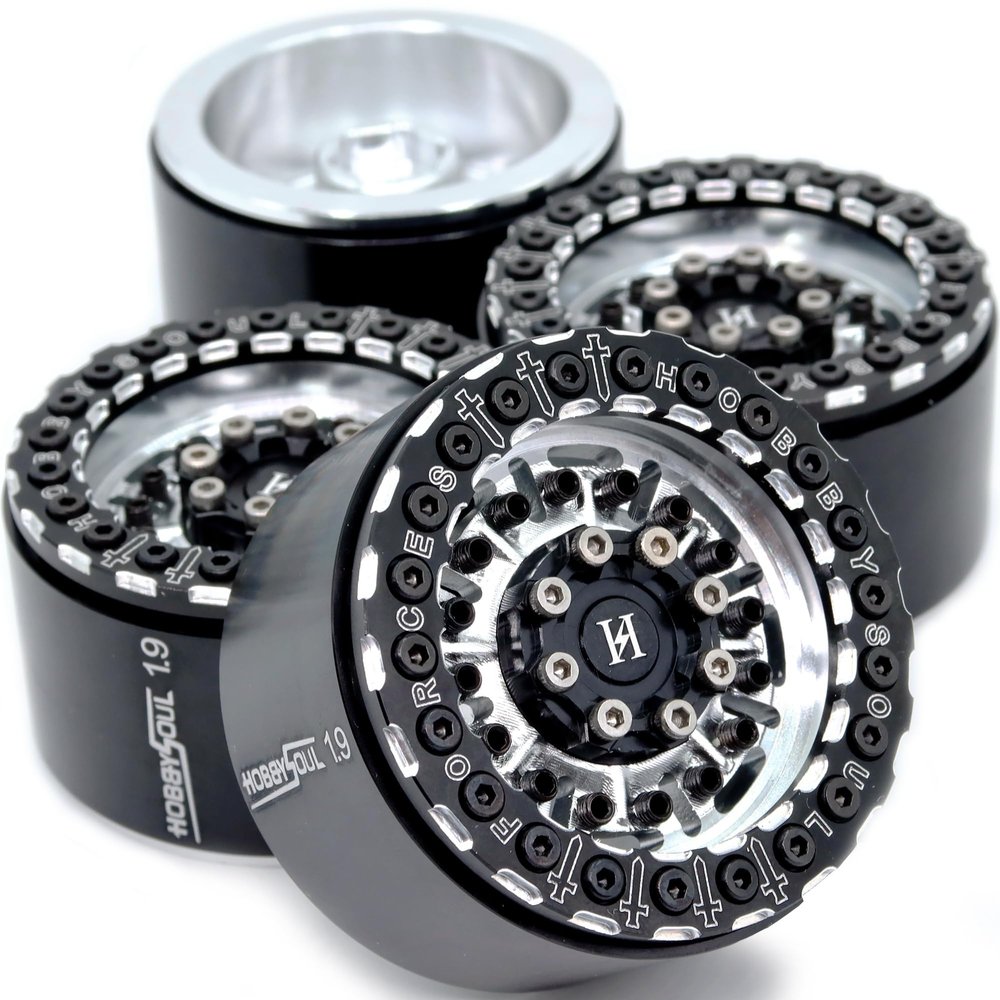 HOBBYSOUL Wide 32mm 1.9 Beadlock Wheels Aluminium Rims Hex 12mm for 1/10 Crawler Truck TRX4 SCX10 Gen8 Upgrades,HS701097