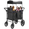 Stroller Wagon for 4 Kids, 4 Seater Wagon Stroller Featuring 4 High Seat with 5-Point Harnesses and Adjustable Canopy, Foldable Double Push Bar Wagon Stroller 4 Seater for Garden, Camping (Black) view 1