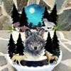 13 PCS Wolf Cake Topper Full Moon Cake Decor with Animal Figurine Wolf Themed Wedding Birthday Cake Decorations (Gray) view 4