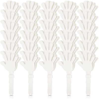 BBTO 30 Pcs Hand Clappers Noisemakers 7.5 Inch Plastic Party Clappers for Fiesta Birthday Party Supplies Carnival Prize Football Sport Accessories Favor(White)