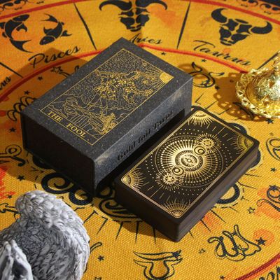 Jayiaine Tarot Cards Deck, Water Proof with Guidebook Divination Oracle 80 Cards, Fortune Telling Game Set for Family Reunion Beginners Expert Readers for Christmas Birthday, Black