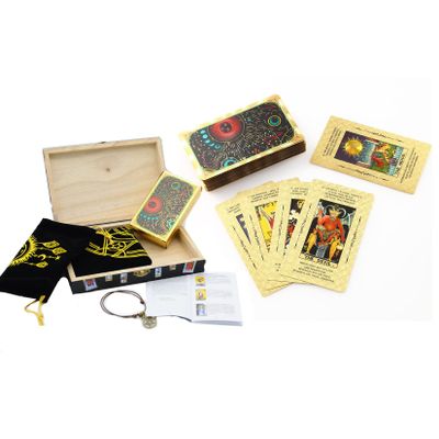 Jayiaine Tarot Cards Deck, Water Proof with Guidebook Divination Oracle 80 Cards, Fortune Telling Game Set for Family Reunion Beginners Expert Readers for Christmas Birthday, Black