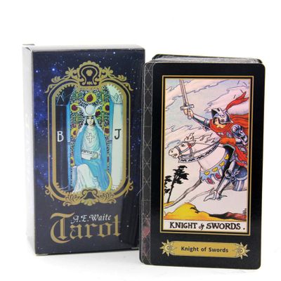Jayiaine Tarot Card Deck Classic Set with The Guide Future 78Tarot Cards, Artwork Portable Tarot Game Beginner and Professional Player for Holiday Family Party Playing Card Board Game Gifts,Black