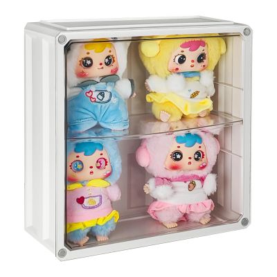 Display Case for Plush Doll, Wall-Mounted Collectibles Clear Case, Adjustable Display Stand Acrylic Display Box with Door Dust and Moisture Proof Suitable for Pop Mart Plush Dolls