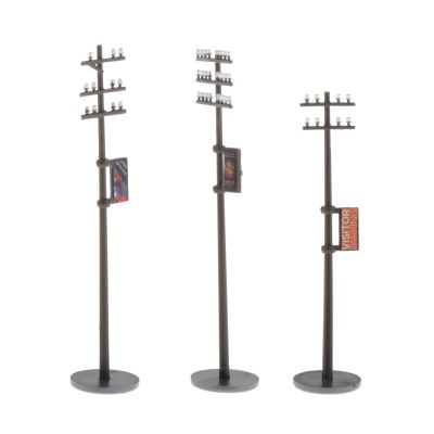 UGPLM 3pcs 1:87 Miniature Telephone Poles Set for Architecture Layout Scale