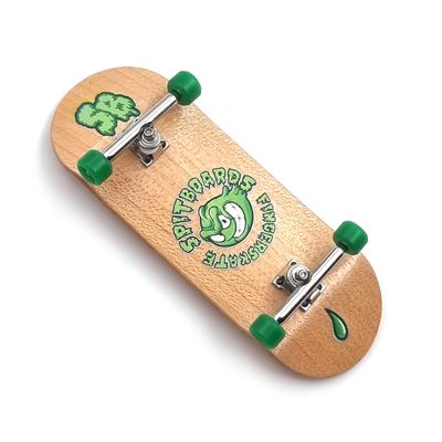 SPITBOARDS 34mm x 96mm Complete Pro Fingerboard Set-Up | Real Wood Deck | Pro Trucks with Lock-Nuts and Bushings | Polyurethane Wheels with Bearings | Round Emblem (Wood Version)