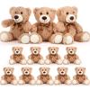 HyDren 12 Pieces Valentines Bears Stuffed Animals Soft Plush Toy Bears for Birthday Party Easter Wedding Baby Shower Christian Charity Donation Supplies(Light Brown) view 1