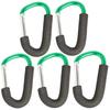 5 Packs Carabiner Hook for Shopping Aluminum D-Style Sponge Hook Carry Handle Shopping Hook Perfect Carabiner Hook for Bags Handbag Tote Stroller Carrying (Green) view 1