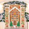 3Pcs Christmas Gingerbread House Party Decorations, Gingerbread House Door Cover Banner Welcome Christmas Porch Sign Peppermint Candy Cane Banner for Winter Xmas Party Supplies Indoor Outdoor view 1
