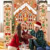 3Pcs Christmas Gingerbread House Party Decorations, Gingerbread House Door Cover Banner Welcome Christmas Porch Sign Peppermint Candy Cane Banner for Winter Xmas Party Supplies Indoor Outdoor view 2