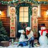 3Pcs Christmas Gingerbread House Party Decorations, Gingerbread House Door Cover Banner Welcome Christmas Porch Sign Peppermint Candy Cane Banner for Winter Xmas Party Supplies Indoor Outdoor view 3