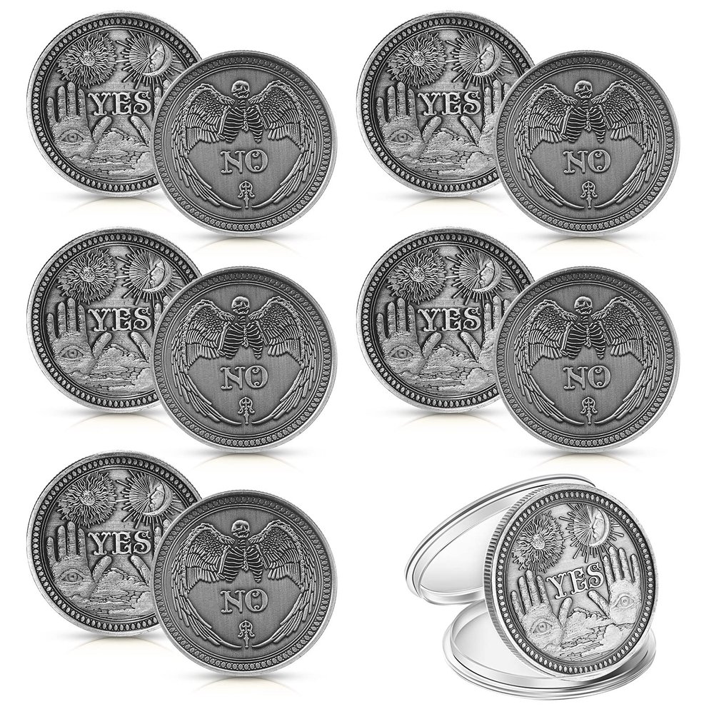 Yinkin 10 Pack Yes No Challenge Coin Decision Maker Flip Coin for Holiday School Office Gift, Party Game Supplies(Silver)