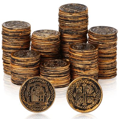 Hanaive 500 Pcs Plastic Pirate Coins Bulk Fake Pirate Treasure Chest Halloween Toy Coins Replica Spanish Doubloons for Treasure Hunt Board Game Cosplay Party Decorations(Bronze)