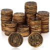 Hanaive 500 Pcs Plastic Pirate Coins Bulk Fake Pirate Treasure Chest Halloween Toy Coins Replica Spanish Doubloons for Treasure Hunt Board Game Cosplay Party Decorations(Bronze) view 1