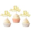 Rsstarxi 24 Pack Cupcake Toppers Glitter Cheers to 13 Years Cupcake Picks Gold 13th Birthday Cake Decorations for Happy Anniversary Party Supplies view 1