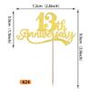 Rsstarxi 24 Pack Cupcake Toppers Glitter Cheers to 13 Years Cupcake Picks Gold 13th Birthday Cake Decorations for Happy Anniversary Party Supplies view 2