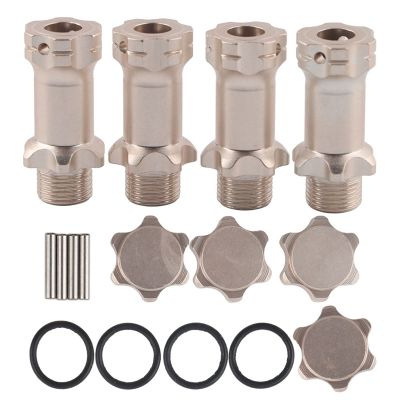 17mm Hex Hub, 4Pcs Aluminium Wheel Hubs Extension Conversion Adapter for 1:8 Ratio RC Model Car(Silver)