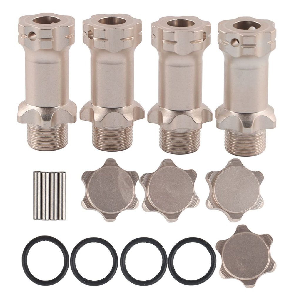 17mm Hex Hub, 4Pcs Aluminium Wheel Hubs Extension Conversion Adapter for 1:8 Ratio RC Model Car(Silver)