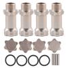 17mm Hex Hub, 4Pcs Aluminium Wheel Hubs Extension Conversion Adapter for 1:8 Ratio RC Model Car(Silver) view 2