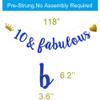 10 & Fabulous Banner,Pre-Strung,No Assembly Required,Funny Blue Paper Glitter Party Decorations for 10th Birthday Party Supplies, Letters Blue,ABCpartyland view 2