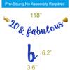 20 & Fabulous Banner,Pre-Strung,No Assembly Required,Funny Blue Paper Glitter Party Decorations for 20th Birthday Party Supplies, Letters Blue,ABCpartyland view 2