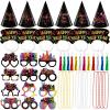 2026 Happy New Year Party Decorations 48pcs New Years Eve Party Supplies Happy New Year Party Cone Hats, Tiaras, Blowouts and Necklace, 2026 New Years Party Decoration Supplies view 1