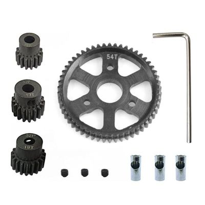 Metal Steel 50T 52T 53T 54T Spur Gear and 32P 15T 17T 19T Pinions Gear Sets for Traxxas Slash 4x4 4WD 2WD VXL Rally VXL Stamp (Color : 54T and 15T 17T 19T)
