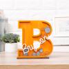 Personalized Piggy Bank with Name Custom Letters Wooden Piggy Bank Engraved Money Box Piggy Bank Gift for Kids Girl Boy, Christmas Birthday Home Decoration (Style 4-Orange) view 4