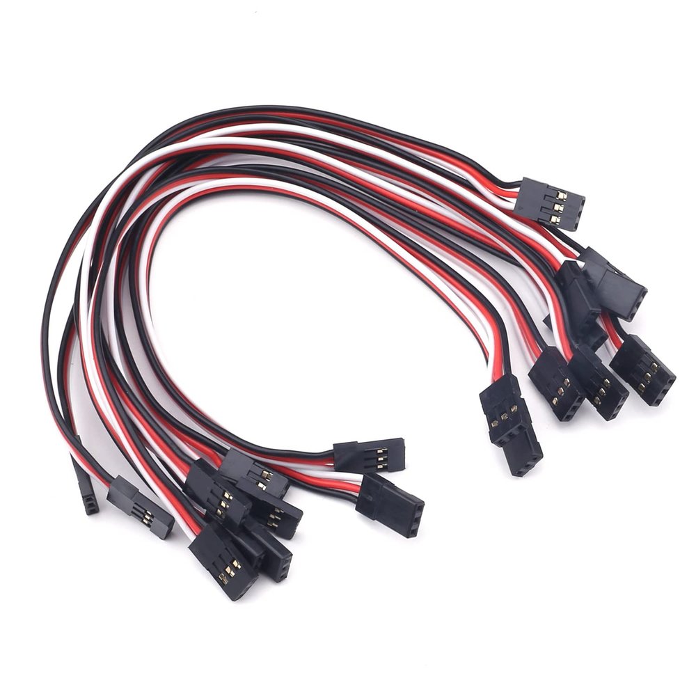 Juvielich 10Pcs 7.87inch/200mm 3-Pin Male to Male Lead Servo Extension Cable Cord Connectors, 60-Cores Wire for RC Futaba JR Servo