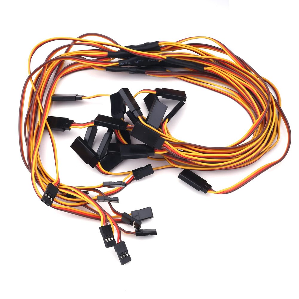 Juvielich 10Pcs 29.68inch/500mm Y Servo Extension Cable Remote Control Racing Part 1 Male to 2 Female Lead Cord for Various Models of Electronic Products