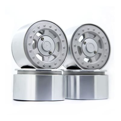 4PCS 1/10 RC Rock Crawler Aluminum 2.2 Beadlock Wheel Rims for Axial SCX10 RR10 Wraith G63 G500 Traxxas TRX4 TRX-6 (Color : Silver)